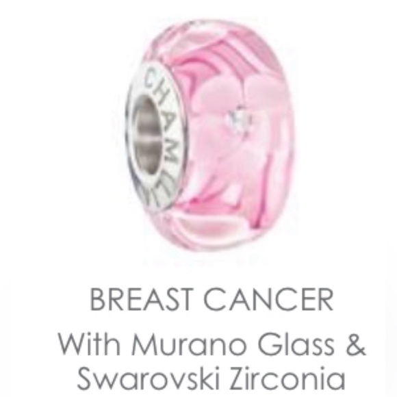 NEW Authentic Swarovski CZ Chamilia-Breast Cancer Pink Murano Glass Charm Bead - Picture 10 of 10